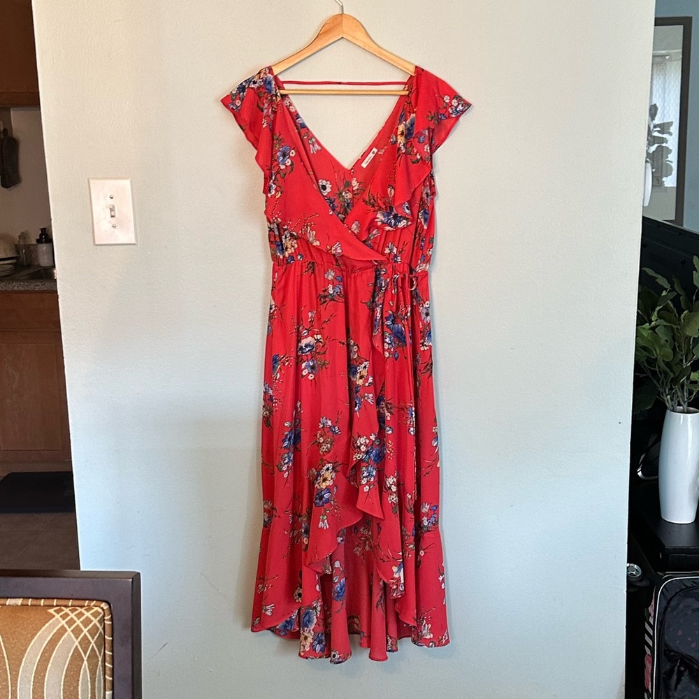 Soprano V-Neck Floral Faux Wrap Dress